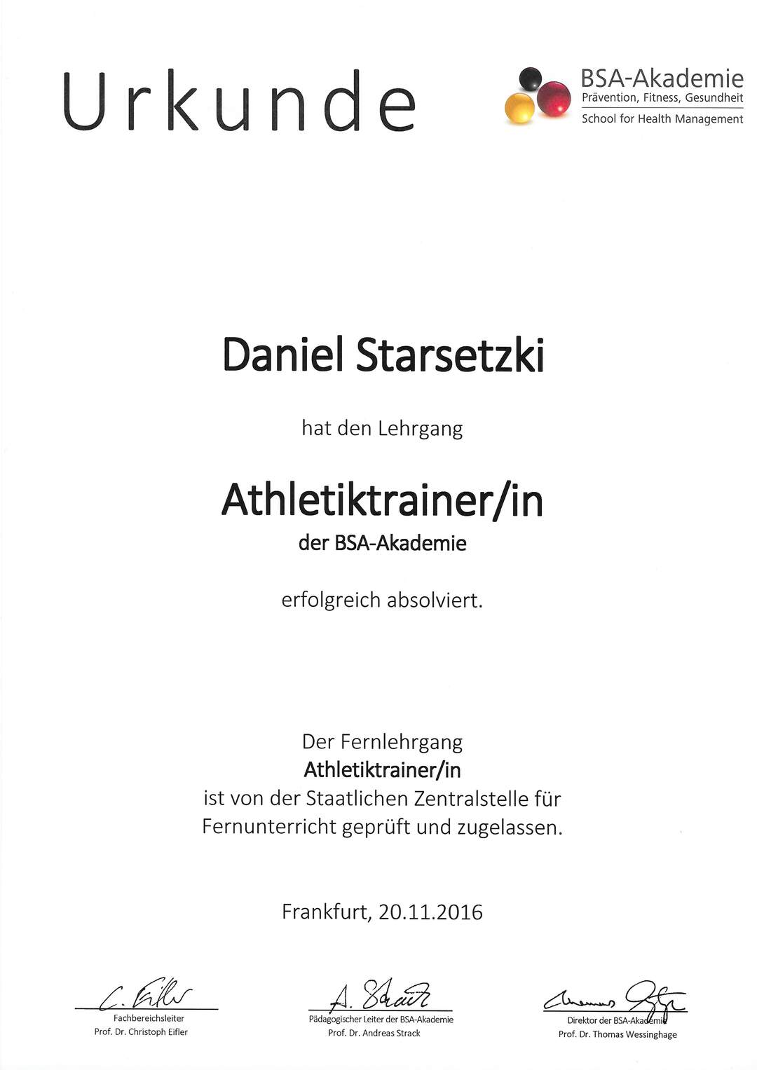 Daniel Starsetzki Atheltiktrainer Karlsruhe