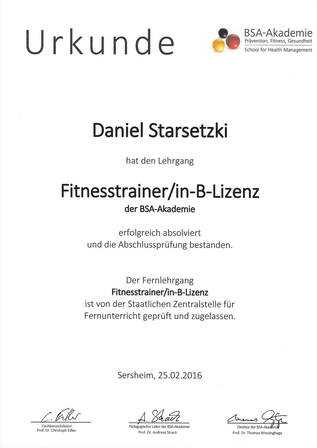 Daniel Starsetzki Fitnesstrainer B-Lizenz Karlsruhe